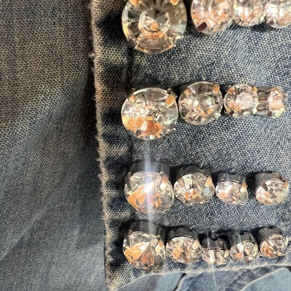 Michael Kors Medium Wash Women's Rhinestone Collar Denim Shirt, Sz. M - Picture 3 of 6